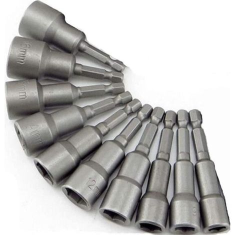 Douille Magnétique - 10 pièces - Taille de tige 1/4 - Tailles 6-19mm (1/4)