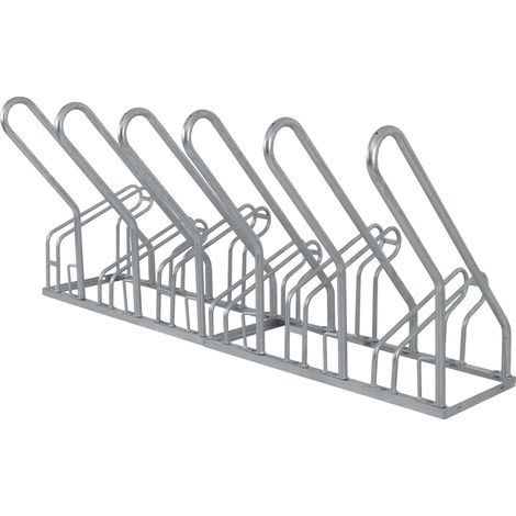 Fahrradständer für 6 Fahrräder 210x40x85 cm Stahl feuerverzinkt 2x3 höhenversetzt mit Anlehnbügel