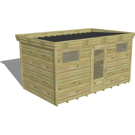 ABRI DE JARDIN bois Pin autoclave 27mm - 4,34x2,64m / 11,5m2 - Bac acier - Plancher bois (1/5)