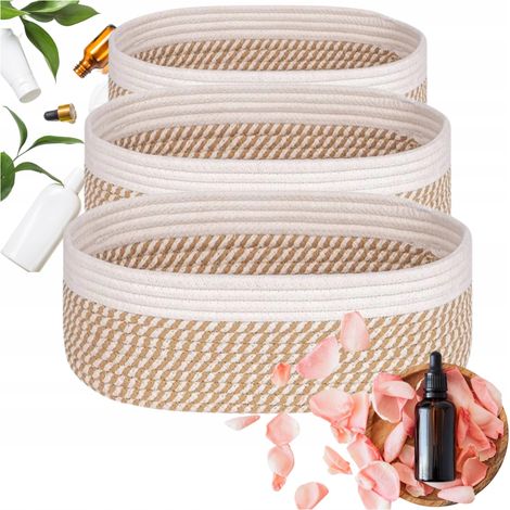 Set organizador boho de 3 cestas premium para cosméticos, juguetes y baño. (1/5)