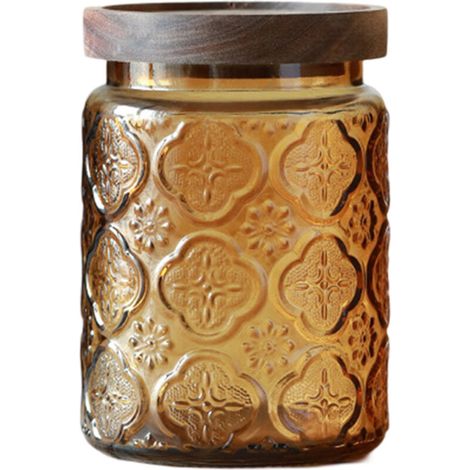 Bardusch-Bocal en verre, bonbonnière avec couvercle, bocal Mason coloré vintage pour la cuisine, bocal décoratif pour café, thé, bonbons et biscuits, joli bocal. (1/5)