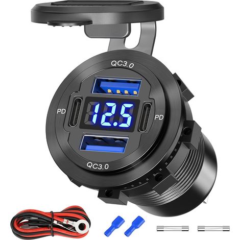 Prise USB 12V/24V, Chargeur de voiture à 4 ports USB 84W avec double PD3.0 (1/5)