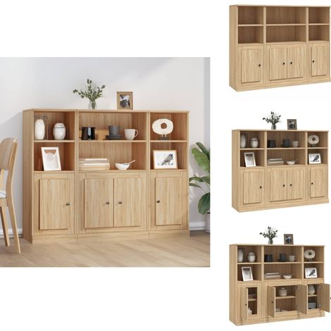 The Living Store Highboards 3 Stk. Sonoma-Eiche Holzwerkstoff - Hochstuhl Holz (1/5)