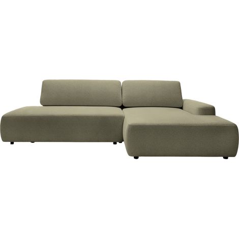 IVY O - Canapé d'angle convertible coffre tissu chiné 3 places - Vert olive - Gauche