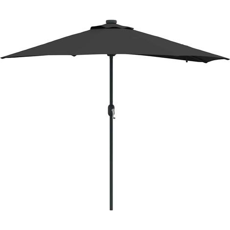 Moderno ombrellone da giardino pieghevole con illuminazione a LED 294 x 150 x 223 cm poliestere nero 020058664