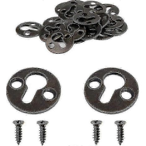 50 supports de fixation ronds en métal de 25 mm (1 pouce) avec trou de serrure, pour étagères, cadres photo, etc. (bronze antique, livraison rapide).-AquaForge (1/5)