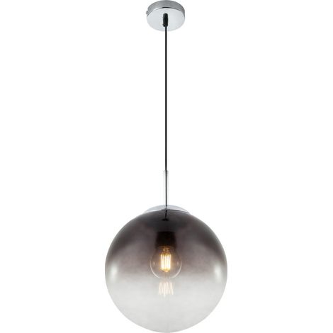 Globo Varus Plafonnier suspendu Globe 25 cm, abat-jour en verre fumé chromé, 1 culot E27
