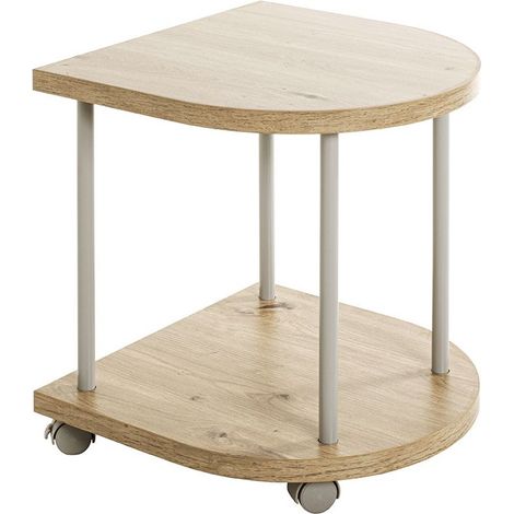 Table d'Appoint Design à Roulettes "Ilona" 45cm Naturel & Gris (1/4)