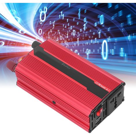 Convertisseur solaire rouge 1000 W pour voiture, 12 V CC vers 220 V CA (1/5)
