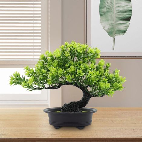 Arbre bonsaï artificiel, plantes artificielles en pot, fausses plantes d'intérieur, petite décoration artificiellevert (1/5)