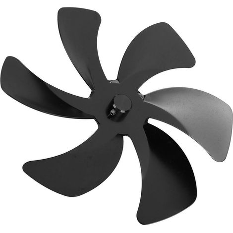 6-flügelige Kaminventilatorflügel aus Aluminiumlegierung, verbessern die Warmluftzirkulation, Ersatz-Kaminventilatorflügel, Schwarz (1/5)