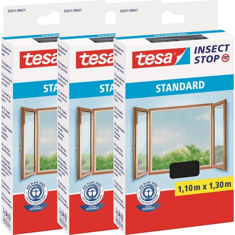 Mosquitera TESA para ventanas con cinta de velcro negra, 1,1 x 1,3 m (3 unidades)