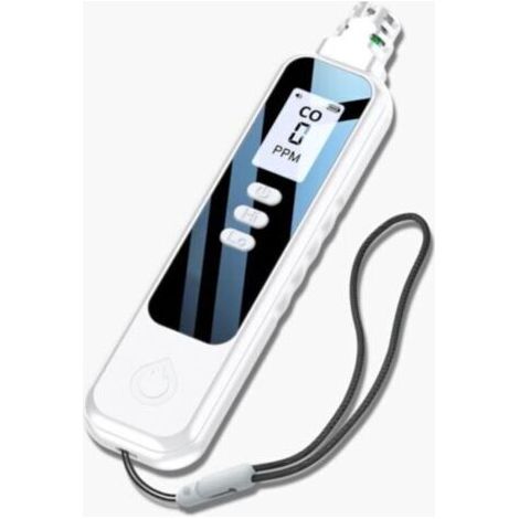 Detecteur Monoxyde Carbone gaz，Mini Détecteur Monoxyde de Carbone Gamme 0-999PPM, Detecteur CO Écran LCD - Blanc