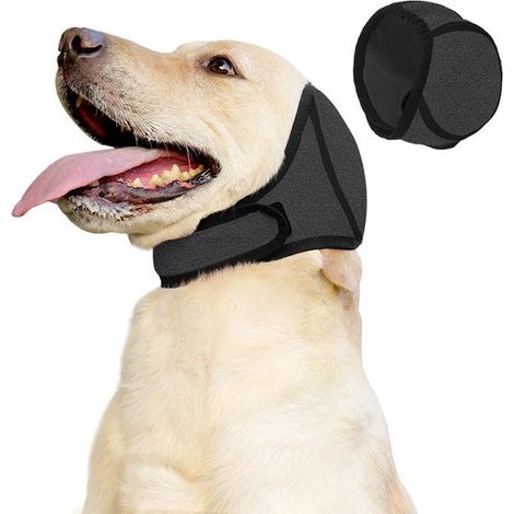 1 diadema relajante para perros, anti, ansiedad, impermeable, orejeras impermeables, talla L, circunferencia de la cabeza 45-60 cm, color gris (1/4)