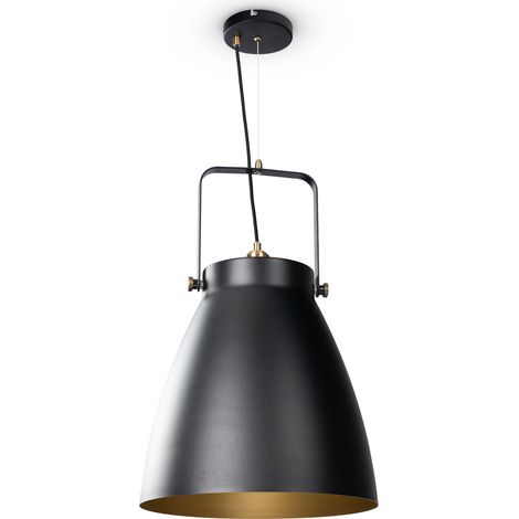 Paco Home Lámpara De Suspensión Comedor Colgante Cocina Mesa Comedor Industrial Moderna Lámpara colgante - Negro, Latón (Ø39cm)