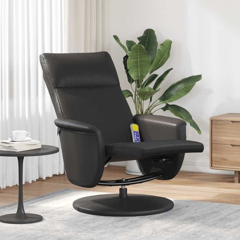 Massagesessel mit Fußteil Schwarz Kunstleder