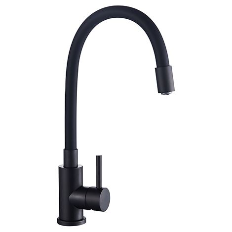 Edouard Rousseau – Mitigeur de cuisine noir à mémoire de forme – Bec mobile articulé – Hauteur sous bec 270 mm – Corps laiton – Installation simple (1/3)