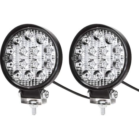 42W Projecteur Phare de Travail LED Ronde Projecteur LED Voiture Etanche Spot Flood Lumière de recul pour Voiture Camion Tracteur (2 PCS) (1/5)