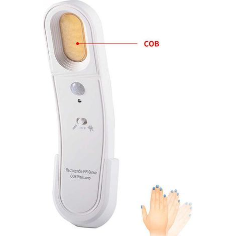 LAMPE TORCHE MURALE PORTABLE, ÉCLAIRAGE DE SECOURS, LED PIR COB, ARMOIRE B0296 (1/5)
