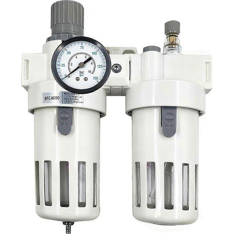 XingNEeng 1/2" NPT Filtre-régulateur-lubrificateur d'air comprimé (FRL) combiné, séparateur eau/huile, régulateur de pression d'air avec manomètre (0-150) (1/5)