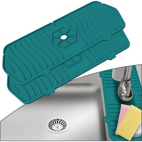 Tapis anti-éclaboussures en silicone pour robinet de cuisine, tapis d'égouttage pour vaisselle et plan de travail