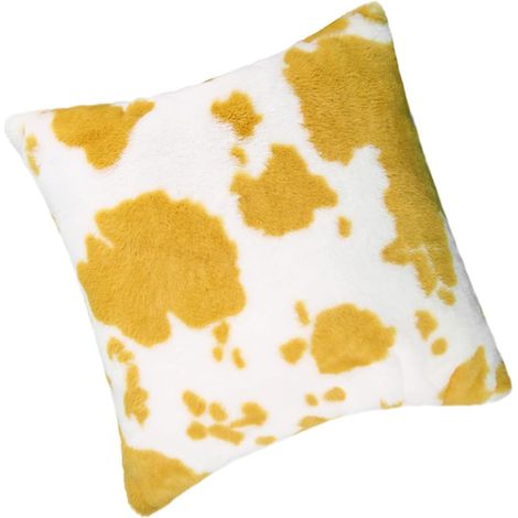 de coussin carrée jaune en peluche à motif vache Confortable