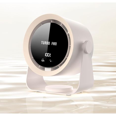 Wiederaufladbarer USB-Tischventilator mit Digitalanzeige, 5 Geschwindigkeiten, ultraleise, 90°-Neigung, zum Aufhängen für Schlafzimmer, Küche, Camping, Büro, Wohnzimmer (Khaki) (1/5)