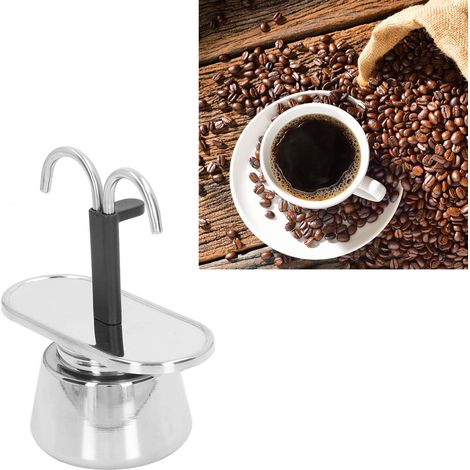 Cafetière italienne 100 ml à double tuyau en acier inoxydable durable de qualité alimentaire, anti-brûlure, antidérapante, filtre épais, grande capacité de rangement (1/5)