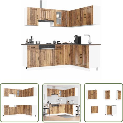 vidaXL 11-tlg. Küchenschrank-Set Lucca Altholz-Optik Holzwerkstoff (1/5)