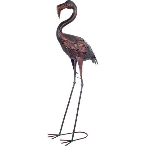 Figura decorativa di fenicottero in metallo per giardino e casa, ornamento dal design moderno, 92 cm, stile elegante e colorato