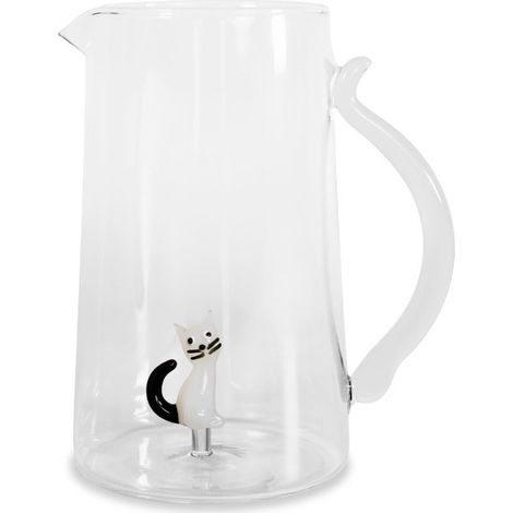 WD LifeStyle Caraffa Vetro Borosilicato Cc 1,5 Lt Decoro Gatto (1/3)