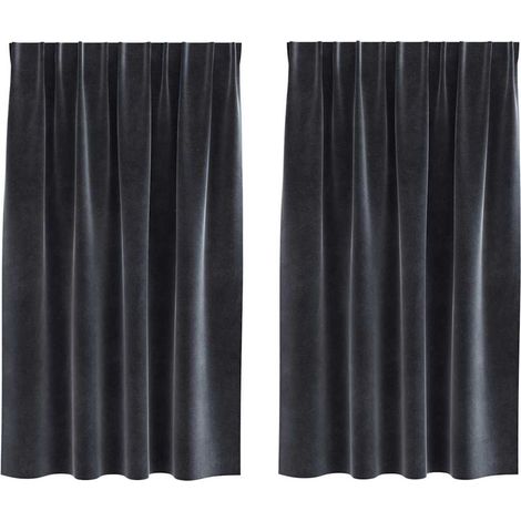 Rideaux avec des rideaux 2 pcs Gris foncé 140 x 140 cm Velours CFW33755 (1/5)