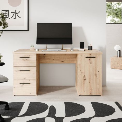 Scrivania Domitilla rovere con 3 cassetti e un'anta 138x60x75 (1/5)