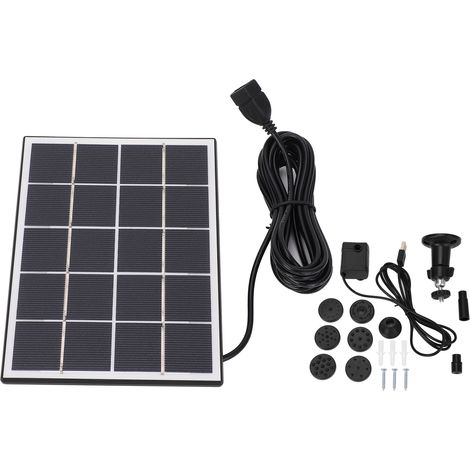 Ortviai Pompe à eau solaire 4 W 5 V pour fontaine de jardin – Kit complet avec panneau photovoltaïque et support