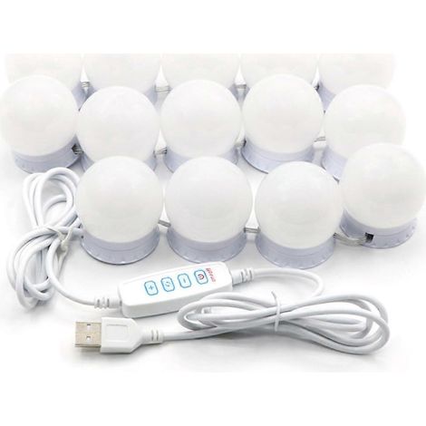 Éclairage LED pour miroir de courtoisie à 14 ampoules et 10 niveaux de luminosité réglables (1/5)