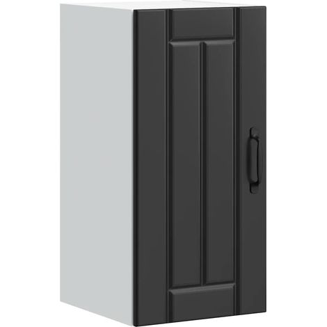 Pensile da cucina a parete in stile moderno 30 x 31 x 60 cm con pratiche ante in legno composito nero 020050133