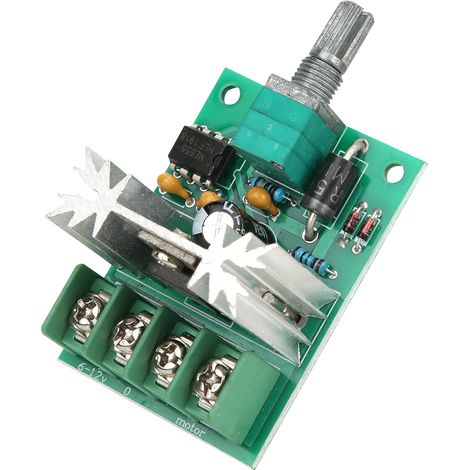 Drehzahlregler für DC-PWM-Motoren mit Drehknopf aus Aluminiumlegierung, 6–12 V DC, 6 A (1/5)