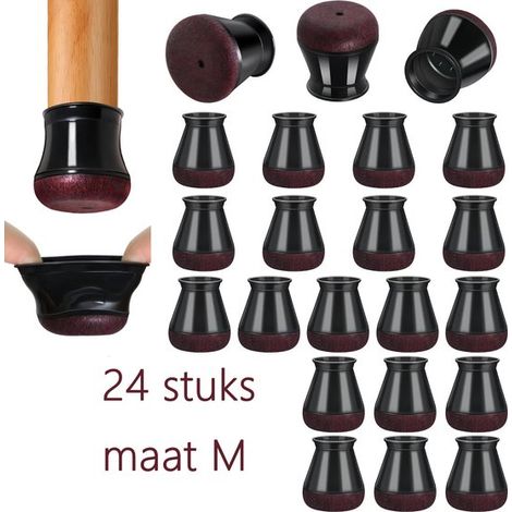 Taille M - protections en silicone noire avec housse - Protège-pieds en caoutchouc - Protecteurs de - 24 pièces de protections pour pieds de chaises (1/5)