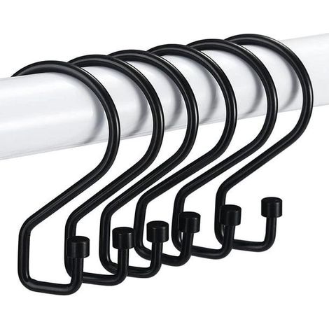 6 Crochets Rideau Douche Noirs Forme S Multifonctionnels (1/4)