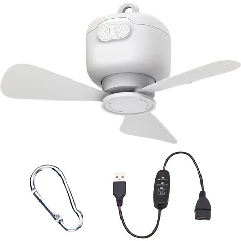 Ventilateur de Plafond pour Tente Léger et Suspendable,Ventilateur De Plafond USB Silencieux 3 Vitesses pour Pergola, Chambre, Camping, Tente (1/5)