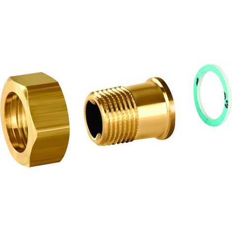 Resideo Racor de conexión O-F Espiga roscada macho R 1/2, G 3/4, junta plana, F2, ASV-CS-15-O-F2