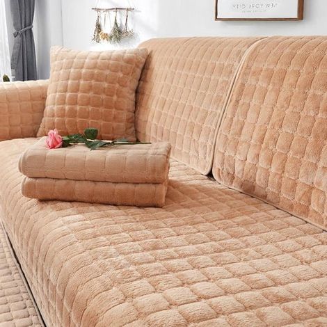 Samtsofabezug Sofaschutz Schützt Ihr Sofa Rutschfeste Unterseite 90 x 120 cm Kamel (1/5)