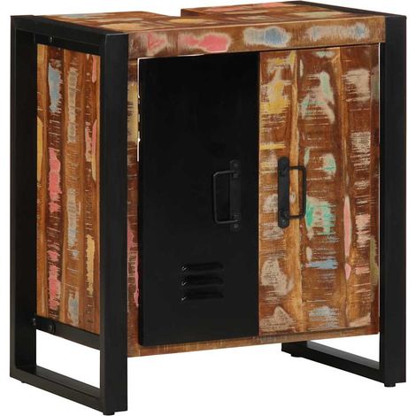 Badezimmerschrank mit Regal Braun Massives upgecyceltes Holz