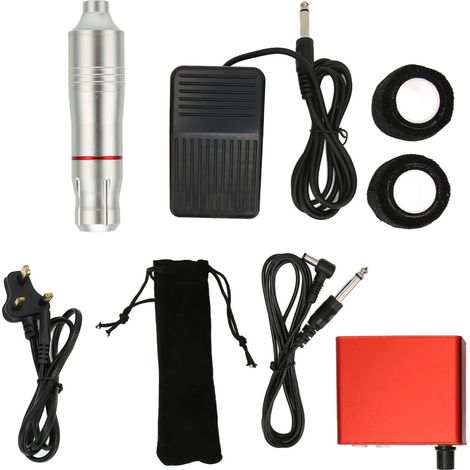 Machine de Tatouage Rotative Complète avec Alimentation et Pédale - Outils Professionnels Argent 100-230V Prise UK (1/5)