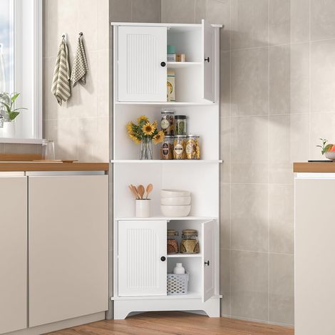 Buffet Haut Cuisine, Meuble d’Angle, Meuble de Rangement, Armoire Multi-usages avec 2 Portes, Armoire de Cuisine pour Salon, Cuisine, Salle à Manger, Style Moderne 66 x 44.5 x 173 cm (1/5)