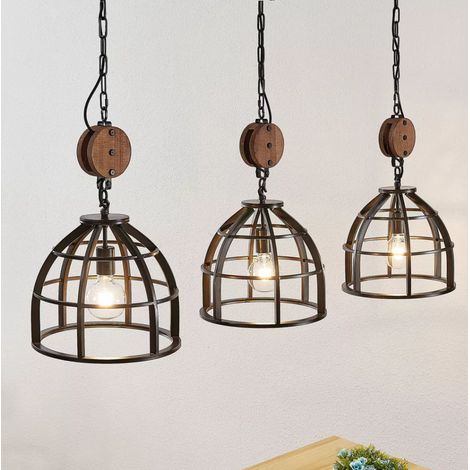 [NEUWERTIG] B-Ware Lindby Maximilia Käfig Pendelleuchte Pendelleuchte Hängeleuchte Lampe Dreiflammi