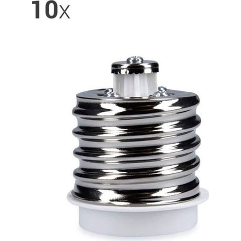 Adaptateur Douille E40 vers E27 - Conversion Éclairage - Compatible LED Halogène - Lot de 10