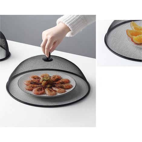 Nappe simple en fer forgé, couvercle alimentaire, couvre-bols et assiettes ronds et rectangulaires, protection anti-mouches et anti-poussière, petite taille ronde blanche (1/5)