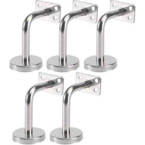 Lot de 5 supports de main courante en inox – Muraux pour escalier intérieur et extérieur – Dimensions 6x8x5cm – Anticorrosion et durable (1/5)