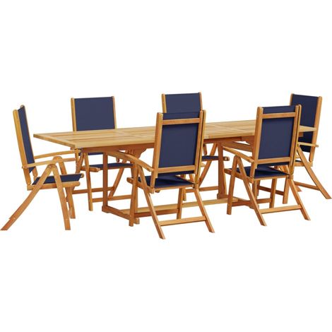 Juego comedor de jardín 7 pzas madera maciza acacia y textileno vidaXL (1/5)
